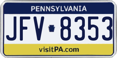 PA license plate JFV8353
