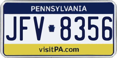 PA license plate JFV8356
