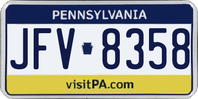 PA license plate JFV8358