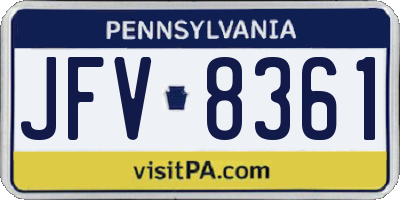 PA license plate JFV8361