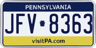 PA license plate JFV8363