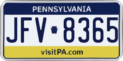 PA license plate JFV8365