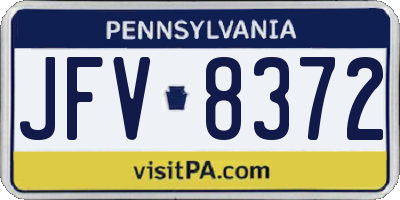 PA license plate JFV8372