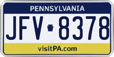 PA license plate JFV8378