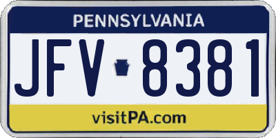 PA license plate JFV8381