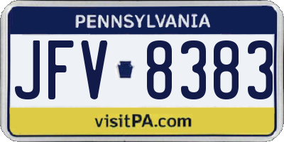 PA license plate JFV8383