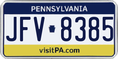 PA license plate JFV8385