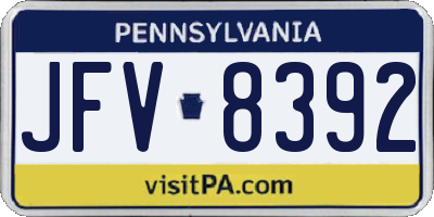 PA license plate JFV8392
