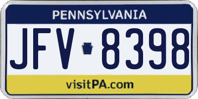 PA license plate JFV8398