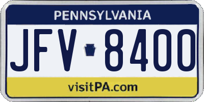 PA license plate JFV8400