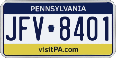 PA license plate JFV8401