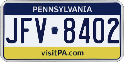 PA license plate JFV8402