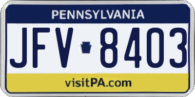 PA license plate JFV8403