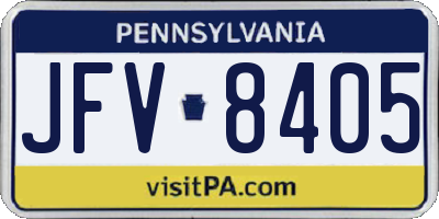 PA license plate JFV8405