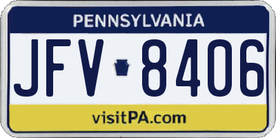 PA license plate JFV8406