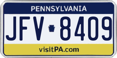 PA license plate JFV8409
