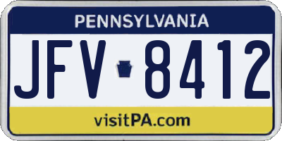 PA license plate JFV8412