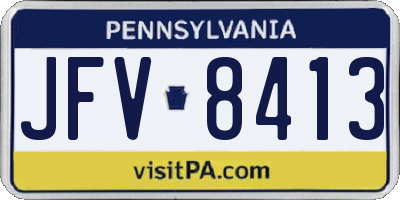 PA license plate JFV8413