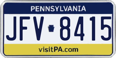 PA license plate JFV8415
