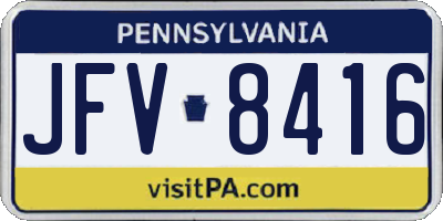 PA license plate JFV8416