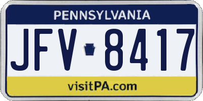 PA license plate JFV8417