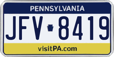 PA license plate JFV8419