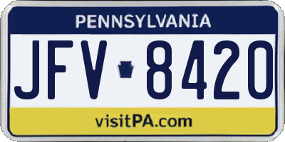 PA license plate JFV8420