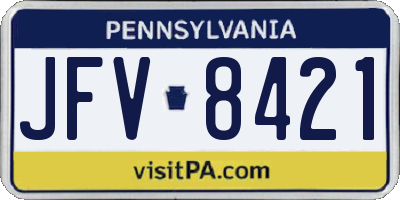 PA license plate JFV8421