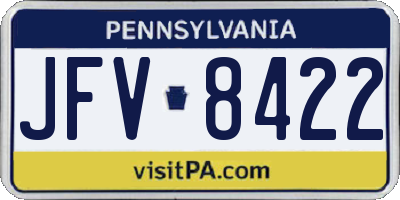 PA license plate JFV8422