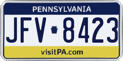PA license plate JFV8423