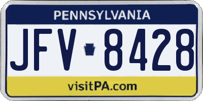 PA license plate JFV8428