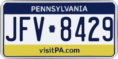 PA license plate JFV8429