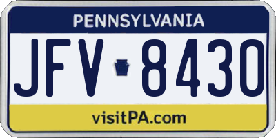 PA license plate JFV8430