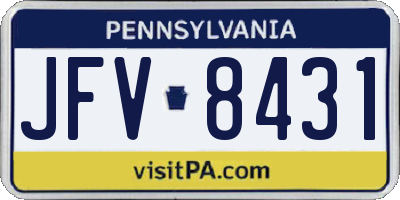 PA license plate JFV8431