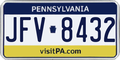 PA license plate JFV8432