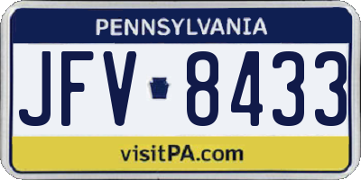 PA license plate JFV8433