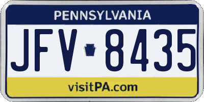 PA license plate JFV8435