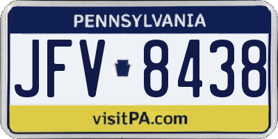 PA license plate JFV8438