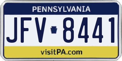 PA license plate JFV8441