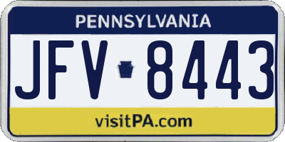 PA license plate JFV8443