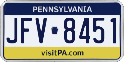 PA license plate JFV8451