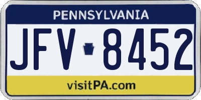 PA license plate JFV8452