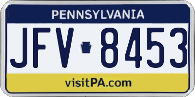 PA license plate JFV8453