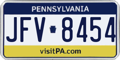 PA license plate JFV8454
