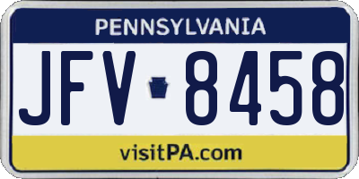 PA license plate JFV8458
