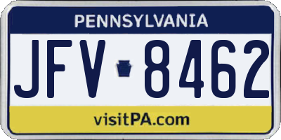 PA license plate JFV8462