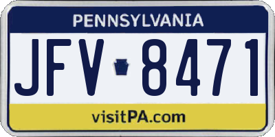 PA license plate JFV8471