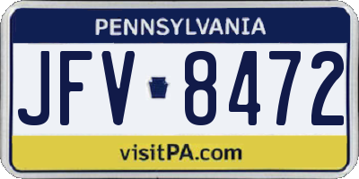 PA license plate JFV8472