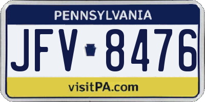 PA license plate JFV8476