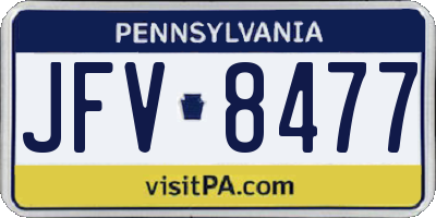 PA license plate JFV8477